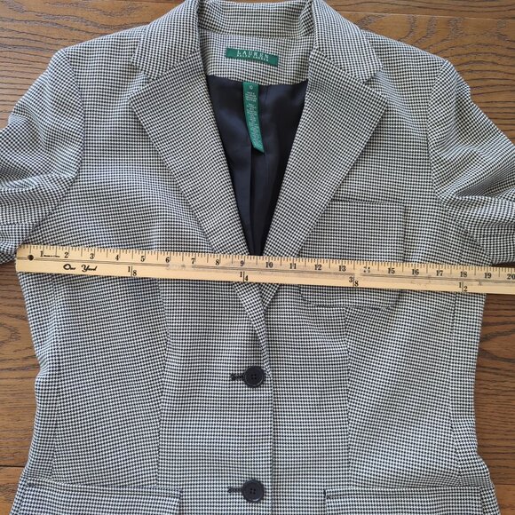 Lauren Ralph Lauren‎ Womens Houndstooth Blazer Jacket Black White 2-Button sz 10 - Picture 11 of 16